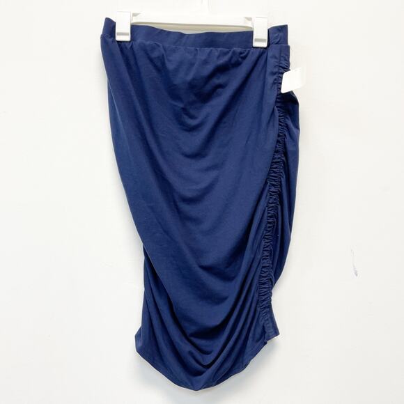 Isabel Maternity Women's Navy Blue Ruched Side Stretch Skirt Size M - Picture 1 of 4
